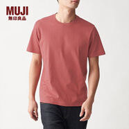 無印良品 MUJI 男式 印度棉天竺編織 圓領短袖T恤 ABA01A0S 粉紅色 M