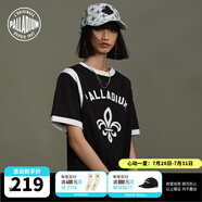 PALLADIUM帕拉丁上衣棉質撞色鳶尾花印花時尚女款短袖T恤198233 鉛黑色 M