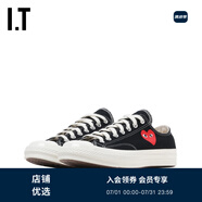 PLAY COMME DES GARCONS CDG IT 川久保玲情侶款系帶運(yùn)動(dòng)鞋帆布鞋 BKX/黑色 38 （5以此尺碼為準(zhǔn)）