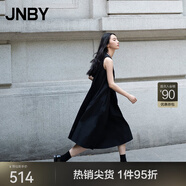 JNBY/江南布衣春夏連衣裙棉府綢浪漫氣質(zhì)褶皺A型無(wú)袖小黑裙5O6G13240 001/本黑 XL