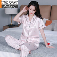 莫代爾冰絲睡衣女短袖長(cháng)褲套裝家居服2025休閑寬松可外穿高檔冰絲睡衣女 SCX甜蜜糖果--短長(cháng) L (100-120斤)
