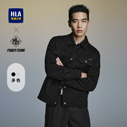 海瀾之家（HLA）夾克男裝25春秋季POWER YOUNG工裝風(fēng)翻領(lǐng)條紋肌理上衣服男士外套 HWJAW3J040A黑色格紋64 L /175推薦69~75kg