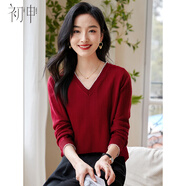 初申 春秋針織衫女時(shí)尚氣質(zhì)V領(lǐng)撞色領(lǐng)口打底長(cháng)袖上衣S141Z3649