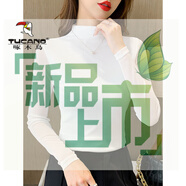 啄木鳥春秋裝新款高領網(wǎng)紗打底衫長袖t恤女士大碼修身內搭蕾絲衫上衣潮 7726白色 M