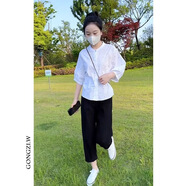 哈夫朵胖妹妹夏季套裝女2025新款顯瘦遮肚子短袖襯衫微胖穿搭大碼女裝 201波點(diǎn)襯衫+黑色褲子 【套裝】 L 【建議100-110斤】