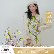 兩三事毛衣裙2024秋冬新款設(shè)計(jì)感寬松拼色長(zhǎng)袖針織連衣裙花事浪漫 花色  M
