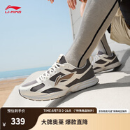 李寧（LI-NING）R037休閑慢跑鞋男鞋夏季透氣柔軟輕便基礎(chǔ)跑鞋運動鞋子 云霧白/煙墨灰-4 40
