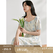 茵曼（INMAN）法式碎花高級(jí)感2025夏女新款休閑中長(zhǎng)吊帶連衣裙子 月藍(lán)連衣裙-18424791 M