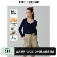 Teenie Weenie【原紗防曬】小熊淑女白色毛衣針織開(kāi)衫長(zhǎng)袖打底衫女空調(diào)衫 藏青色 M (165)
