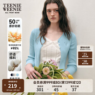 Teenie Weenie【原紗防曬】小熊淑女白色毛衣針織開衫長袖打底衫女空調(diào)衫 淺藍色 M (165)