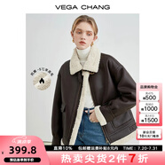 VEGA CHANG皮毛一體外套女秋冬韓版寬松加厚毛絨皮衣外套ins潮 深栗棕 M