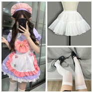 日系咖啡店女仆裝可愛軟妹cosplay女傭裝日常漫展lolita連衣裙 紫色套裝+絲襪+裙撐 S 80~95斤
