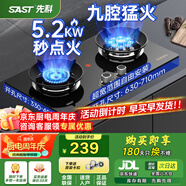 先科（SAST）燃?xì)庠钐烊粴?煤氣灶雙灶 定時(shí)家用嵌入式灶具 液化氣燃?xì)庠?鴛鴦灶 臺(tái)嵌兩用 猛火爐具 【九腔鴛鴦】防風(fēng)聚焰/熄保/童鎖（旗艦熱售） 管道天然氣5.2KW