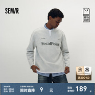 森馬（Semir）[商場同款]長袖T恤男拼接假兩件情侶裝2025秋季新款印花上衣 灰白色調(diào)00321 S