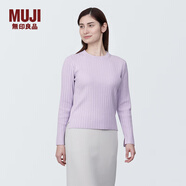 無印良品（MUJI）女式 使用大豆纖維羅紋編織圓領(lǐng)毛衣長袖女款針織衫 BA1OFA4S 淺紫色 S(155/80A)