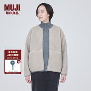 無(wú)印良品（MUJI）女式  長(cháng)毛抓絨 夾克 短款外套女  簡(jiǎn)約風(fēng) BB2NSA3A 淺灰色 M(160/84A)