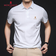 夢特嬌（MONTAGUT）男士短袖Polo衫夏季新款商務(wù)休閑純色翻領(lǐng)t恤 白色 M