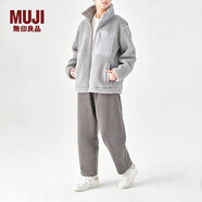 無(wú)印良品 MUJI 男女通用 羊羔絨拉鏈夾克 春秋柔軟搖粒絨外套  格雷系 灰色 S-M（170cm）