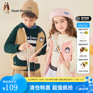 暇步士（Hush Puppies）童裝兒童針織外套男童女童春秋中大童拉鏈開衫搖粒絨外套 叢林綠 105 cm
