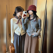 冉藝嵐同款灰色感刺繡麻花針織開(kāi)衫女春季慵懶軟糯疊穿毛衣外套打底上衣 灰色美拉德穿搭/英倫風(fēng)/初入職 S