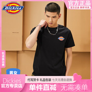 Dickies短袖男春夏新品經(jīng)典情侶款休寬松印花小logo全棉T恤女 黑色_男女同款 S _100斤-120斤