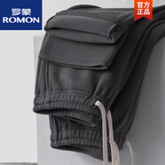 羅蒙（ROMON）春秋重磅深灰色斜紋直筒褲垂感高級感休閑褲男寬松百搭運動(dòng)休閑褲 深灰色加 絨款 M 建議105斤內