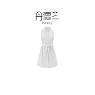 丹德蘭無袖連衣裙女2025新款收腰顯瘦氣質(zhì)法式襯衫裙子-5245 白色 L （125-135斤）