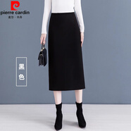 皮爾卡丹毛呢半身裙女秋冬中長(cháng)款2025新款高腰顯瘦a字一步裙職業(yè)包臀長(cháng)裙 毛呢-黑色-長(cháng)款 XL 29