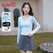 班尼路（Baleno）U領(lǐng)修身長(cháng)袖T恤女款2025年秋季新款設計感小眾收腰長(cháng)袖打底衫上衣