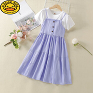 G.DUCKKIDS女童連衣裙夏裝2025新款洋氣女大童夏季裙子兒童夏裙女寶寶公主裙 紫色 140 cm 身高130-140cm年齡8-9歲