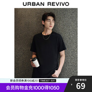 UR春季新款男裝簡約基礎(chǔ)百搭休閑純色棉質(zhì)短袖T恤UMB440001 正黑 S