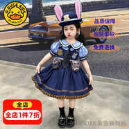 G.DUCKKIDS童裝洛麗塔公主裙女童連衣裙夏季朱迪兒童裙子兔子警官生日蓬蓬裙 娃娃領(lǐng)裙+安全褲+毛球aosaamm 100 尺碼2~3歲【 90-100cm】