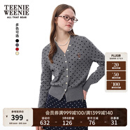 Teenie Weenie小熊針織開(kāi)衫女2025春夏新款優(yōu)雅法式氣質(zhì)V領(lǐng)針織毛衣外套空調(diào)衫 中灰色 XL