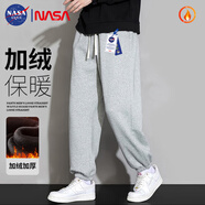 NASA GISS休閑褲男寬松保暖褲加絨厚款長褲子 花灰束腳加絨 (185/88A)2XL
