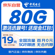 中國電信流量卡19元【自選大靚號】全國通用長期5G手機卡電話卡純上網(wǎng)終身非無限永久
