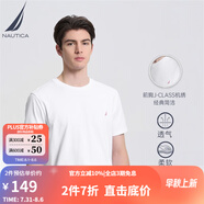 諾帝卡（NAUTICA）男裝夏季款多色全棉親膚舒適易打理休閑圓領(lǐng)短袖T恤男TE3220 白色1BW（232） 2XL