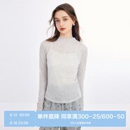 樂町甜美風波點百搭針織衫小半高堆堆領(lǐng)針織衫打底衫 灰色（現(xiàn)貨） M