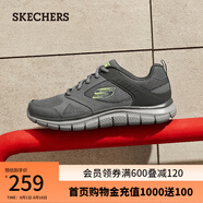 斯凱奇（Skechers）男鞋夏季透氣男士舒適綁帶運動鞋男休閑鞋232398 炭灰色/CHAR 42