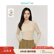 茵曼（INMAN）桑蠶絲羊毛氣質(zhì)毛衣2024秋季女裝新款花邊圓領(lǐng)長袖套頭針織衫 燕麥色 M