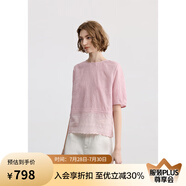 EIN浮花蝶夢(mèng) EIN言浪漫蝴蝶提花圓領(lǐng)花邊拼接文藝上衣2025夏新款 煙粉色 M