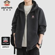 大嘴猴（paul frank）開衫衛(wèi)衣男士搖粒絨外套男秋季潮流情侶休閑上衣男裝 深灰色 XL