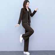 花花公子（PLAYBOY）高端輕奢2025新款秋季輕熟女士套裝2025春秋新款顯瘦兩件套 咖色 M 【建議90-105斤】