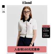 ELAND衣戀撞色翻領(lǐng)短袖針織衫純棉半開襟polo衫毛衣 象牙白/白色(39)Ivory S 160