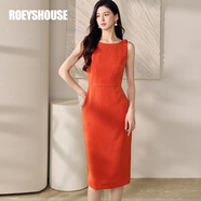 ROEYSHOUSE羅衣時(shí)尚通勤無袖連衣裙女2025夏季新款氣質(zhì)修身顯瘦包臀裙12372 橘紅色 S