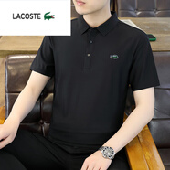 LACOSTEpolo衫純色短袖男潮牌潮流夏季純棉透氣t恤翻領(lǐng)休 黑色 黑色 M