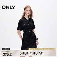 ONLY夏季休閑百搭POLO領(lǐng)高腰顯瘦短裙連衣裙女|124207106 H1Z 黑色 S (160) 80A