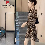 皮爾卡丹御姐范輕熟風(fēng)時(shí)尚豹紋連衣裙襯衫裙2025早秋新款氣質(zhì)顯瘦潮流系帶 黑色豹紋裙 XS