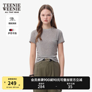 Teenie Weenie小熊T恤女2025春夏新款甜酷潮流活力捏褶圓領(lǐng)短袖T恤打底衫上衣 中灰色 S