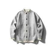 衣道古著(zhù)2025秋冬新品假兩件開(kāi)衫毛衣男潮牌寬松卷邊針織線(xiàn)衫外套 淺灰色 M