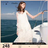 三彩2025夏季新款V領(lǐng)無(wú)袖吊帶裙蕾絲花邊連衣裙寬松女 米白色 XL 170/92A
